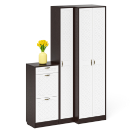 Обувница П-6 две секции с пеналом и шкафом № 28 МДФ фрезеровка ромб