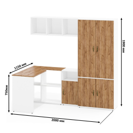 Место для работы дома Лидер-8 из стола для работы с полкой для бумаг с тумбой 3.19 и шкафом 20Б