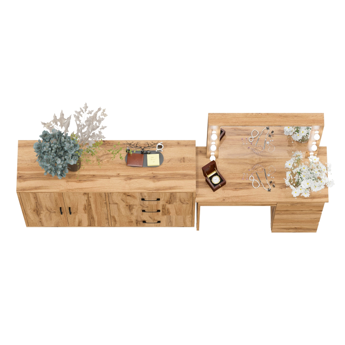 С зеркалом, Комод-тумба 123-1204 и столик косметический с подсветкой и зеркалом Сура