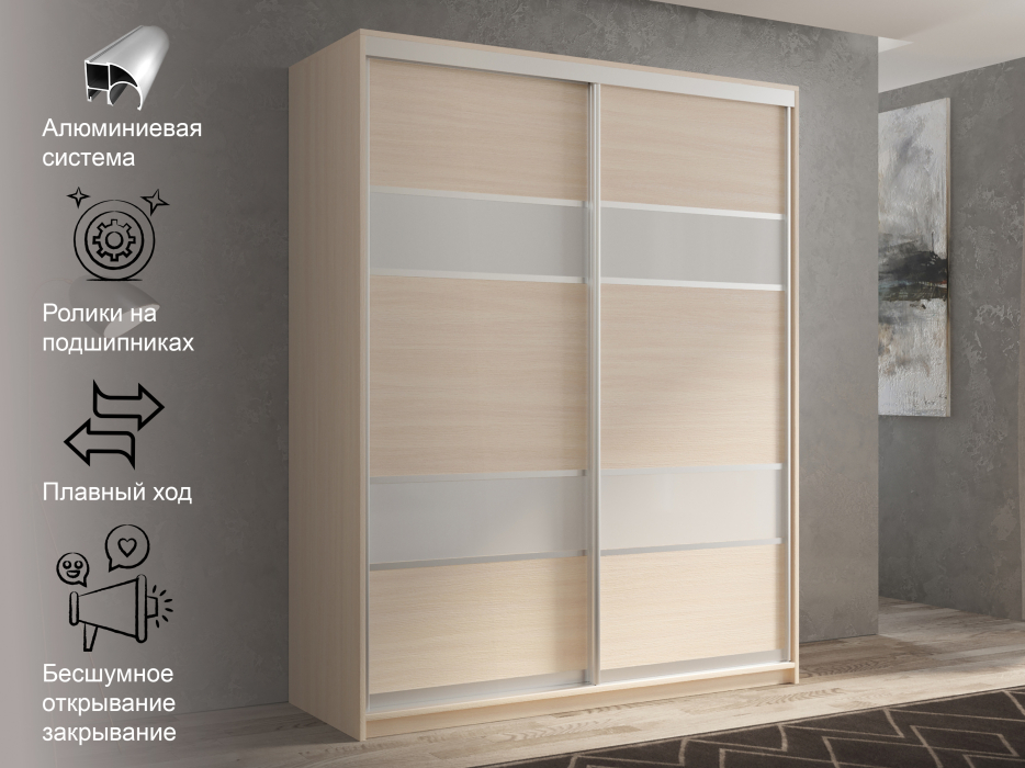 Шкафы-купе 2-х дверные, Шкаф-купе 2х дверный Кааппи 8 160х45