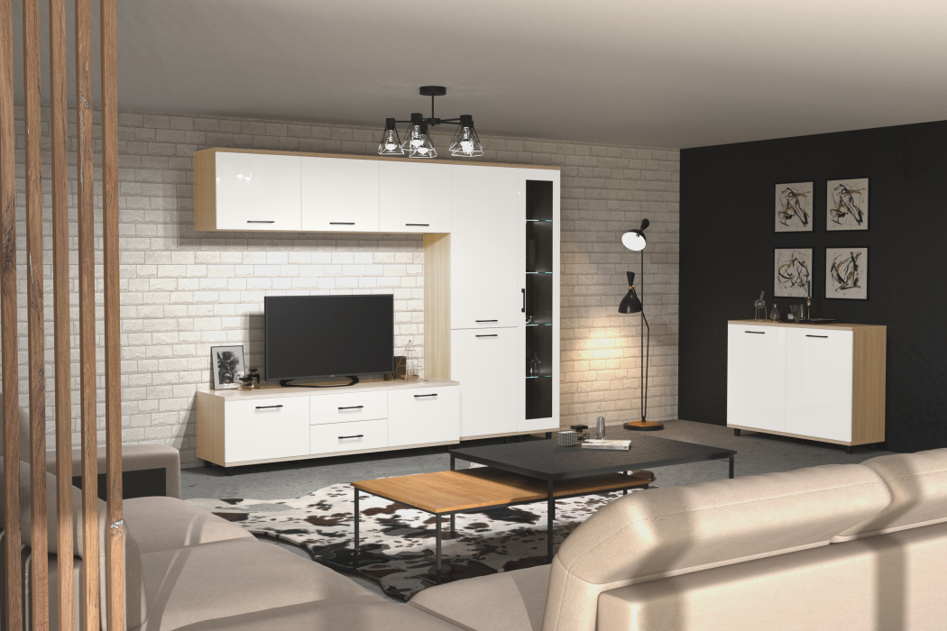 Стенки для гостиной, Модульная гостиная Грейс композиция 10  Ясень Асахи