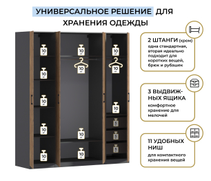 Шкаф четырехдверный Макс 2000 мм, вариант №4 (ЛДСП)