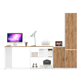 Стол-трансформер Лидер-8 с тумбой с ящиком и дверкой и пенал МД 21Б