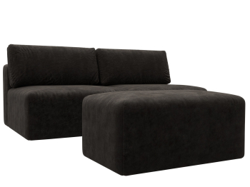 Диван прямой модульный с пуфом Лига-060 НПБ, велюр BRUT