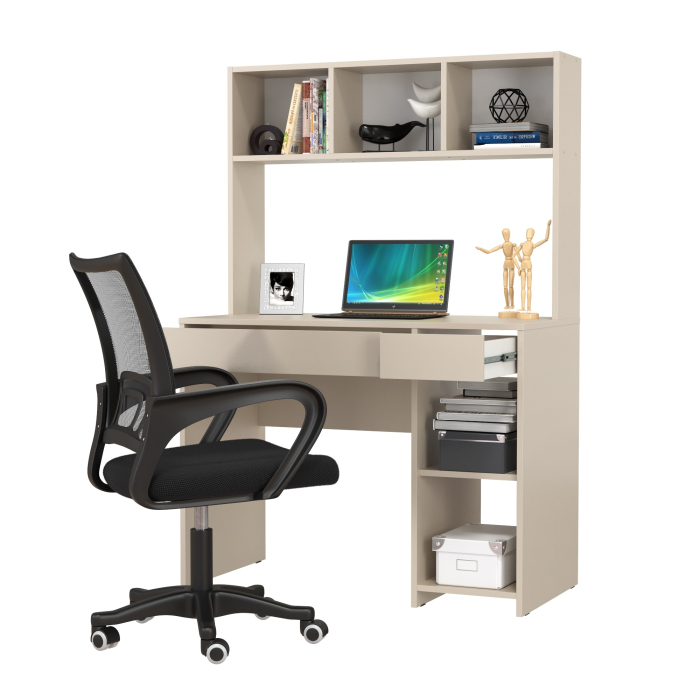 Прямые компьютерные столы, Компьютерный стол Моби Комфорт 12.77F с компьютерным креслом 103 чёрного цвета