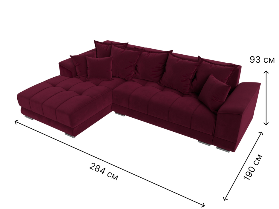 Диваны угловые в гостиную, Угловой диван НордСтар левый угол, микровельвет