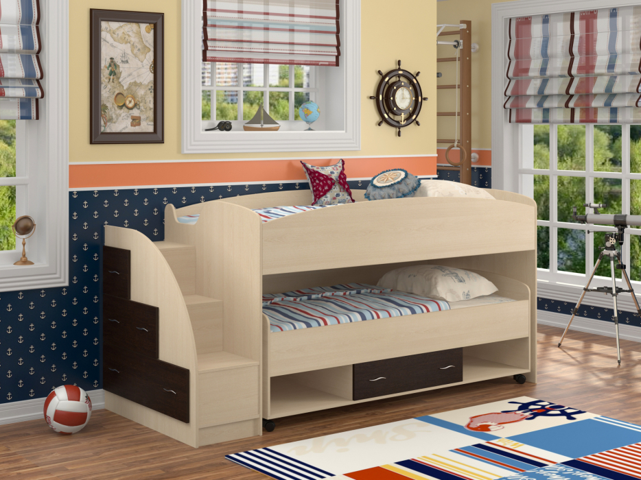 Для подростков, Кровать двухъярусная "Дюймовочка 4.3" (Дуб молочный)