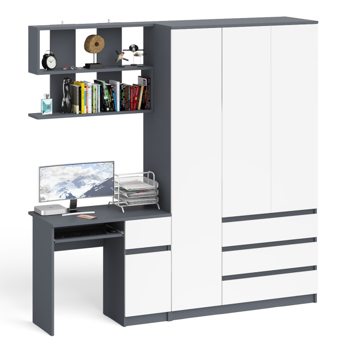 Домашние кабинеты, Шкаф-комод Мори МШ1200.1 со столом Мори МС-1 правый и полкой Мори 900