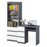Домашние кабинеты, Стол компьютерный с тумбой с ящиками слева и стеллаж-комод МСТ600.3 Мори