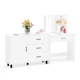 Косметический стол с подсветкой и выдвижным ящиком СТ-4 и комод 122-1204