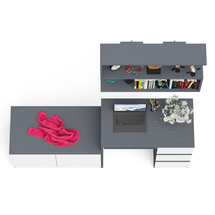 Прямые компьютерные столы, Открытая полка Мори 900 с компьютерным столом Мори МС-6 правый и тумбочкой с дверками