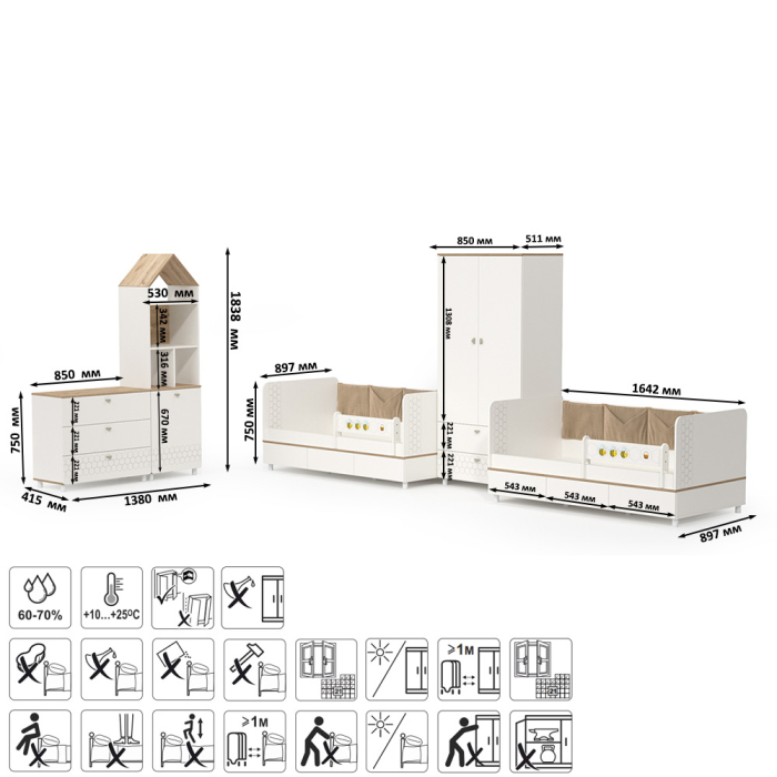 Детские комнаты, Мебель для детской комнаты с кроватями для двоих детей Эйп