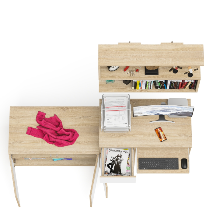 Прямые компьютерные столы, Компьютерный стол Мори МС-1 левый с тумбой две дверки и полкой