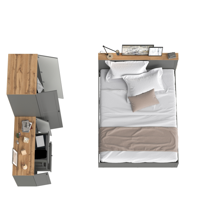 Спальные гарнитуры, Спальня Остин из комода-тумбы с кроватью 1600 с основанием и бельевого шкафа 13.224