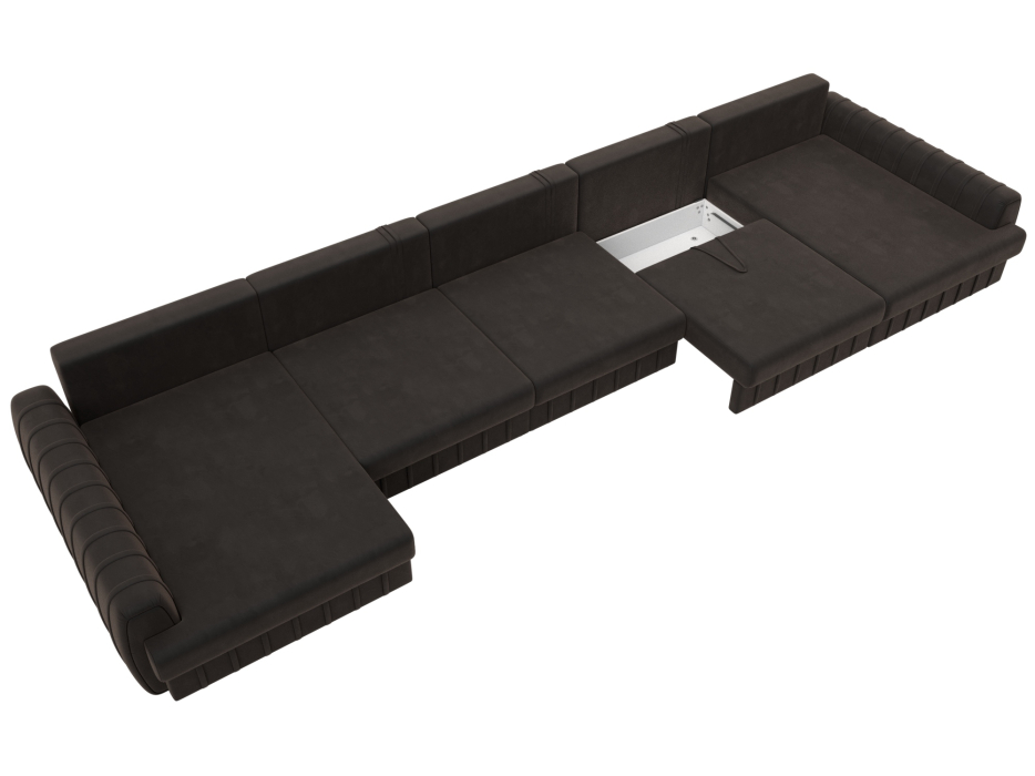 Диваны угловые в гостиную, Диван П-образный Лига-057 НПБ МегаЛонг, велюр SEVEN