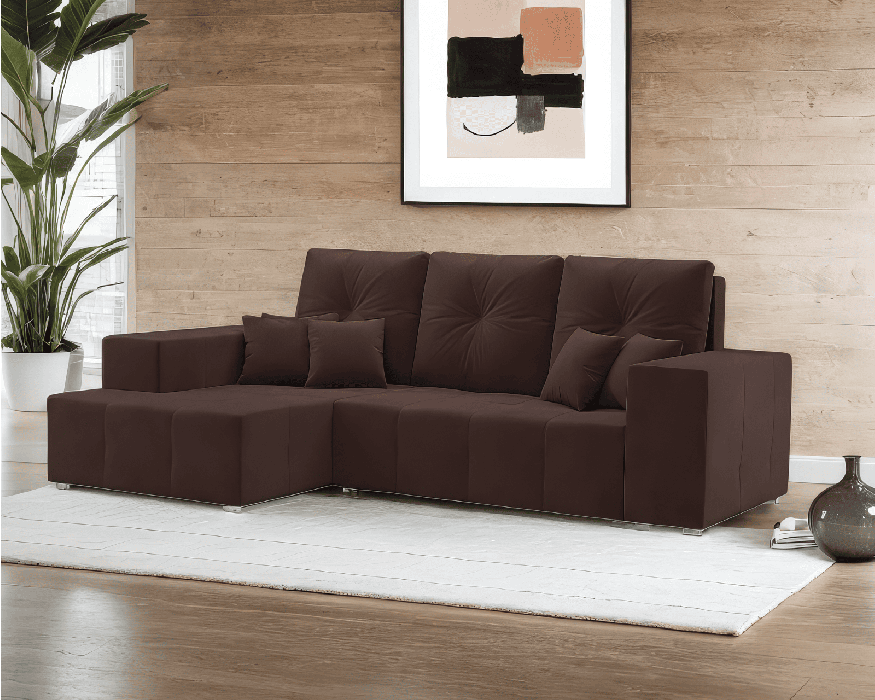 Диваны угловые в гостиную, Диван угловой Монреаль Левый угол (Велюр)