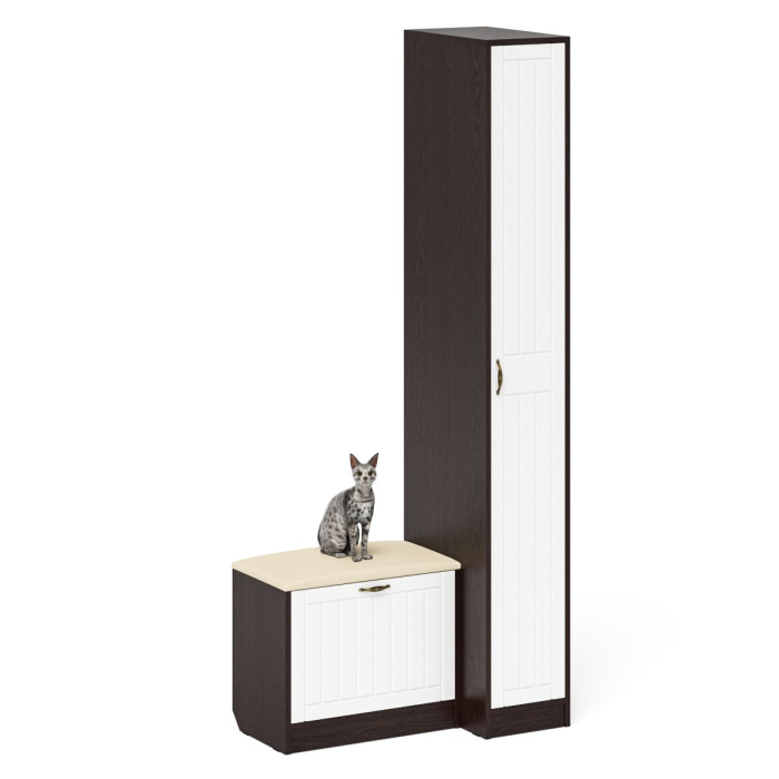 Прихожие, Пенал П-6-500 с обувницей с мягким сиденьем фрезеровка прованс