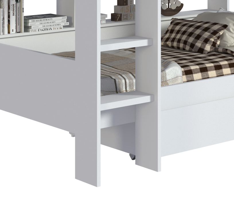 Кровати, Терра СБ-2965 Кровать двухъярусная с выдвижным ящиком и основанием СБ-2995 Белый/Белый (Gaius)