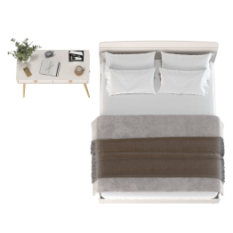 Стол на ножках с ящиками и двуспальная кровать Афина 1600