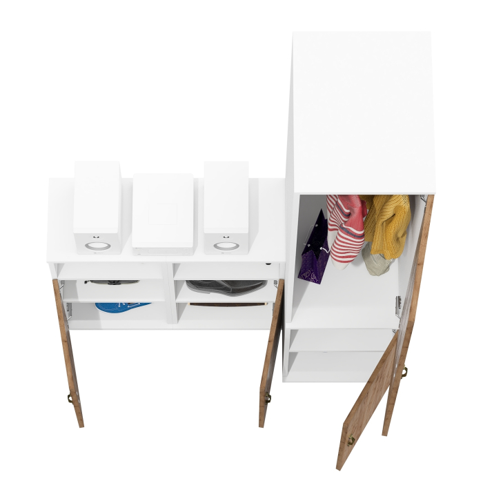 Домашние кабинеты, Узкий глубокий шкаф 23Б Лидер-8 и две тумбы с нишей и дверкой