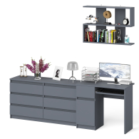 Прямые компьютерные столы, Компьютерный стол МС-1 левый с широким комодом МК1380-6 и полкой Мори 900