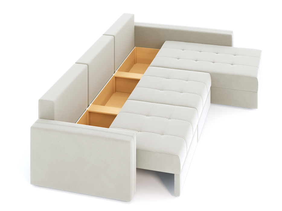 Диваны угловые в гостиную, Диван-кровать угловой Брест 3 секции еврокнижка, велюр