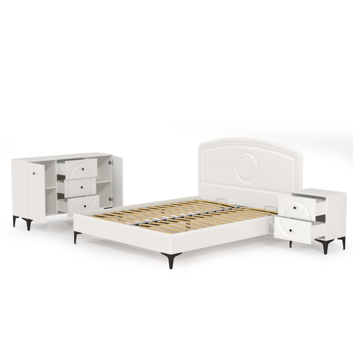 Спальные гарнитуры, Комод Валенсия с кроватью 1600 и прикроватной тумбочкой