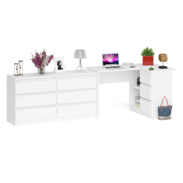 Комод широкий Мори МК1380 6-ть ящиков и стол угловой компьютерный Мори МС-16 правый