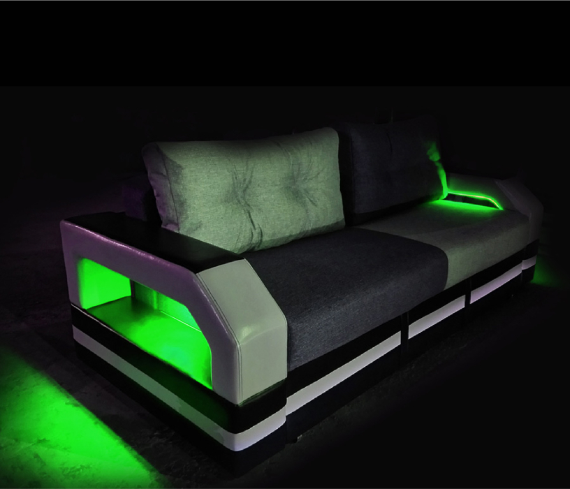 Диваны прямые, Диван-кровать еврокнижка, Манчестер 150 с подсветкой, рогожка/экокожа