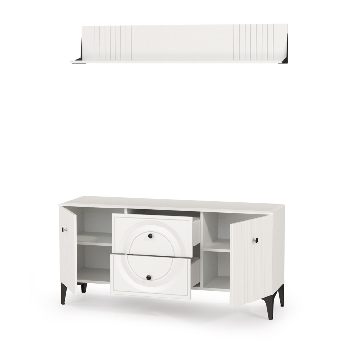 Стенки для гостиной, Тумба для ТВ с навесной полкой Валенсия № 50