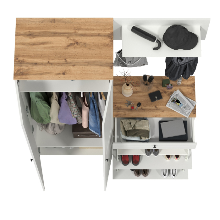 Прихожие, Шкаф 2-х дверный с обувницей и вешалкой для одежды с полкой Остин