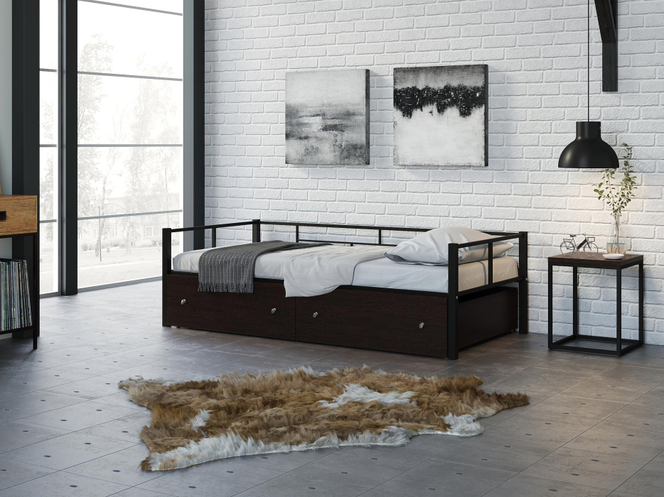 Кровати одноярусные, Односпальная кровать Арга ящики венге