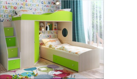 Кровать двухъярусная Кадет 2 с универсальной лестницей