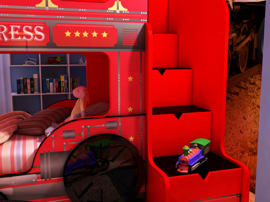 Кровати двухъярусные, Кровать Паровоз 2-х ярусная 