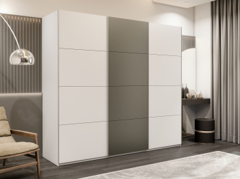 Шкаф-купе Эста 3-х дверный ДСП/Стекла хаки/Доводчик 300х66х240