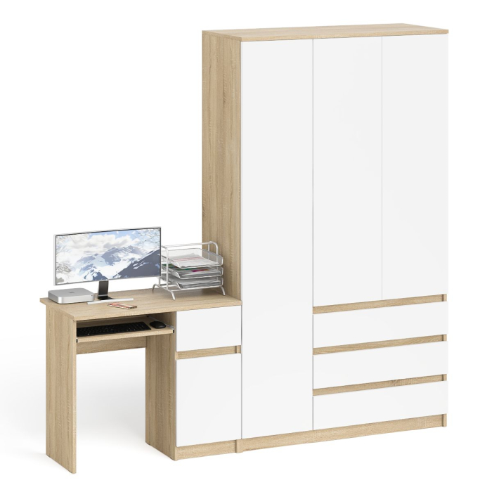 Домашние кабинеты, Компьютерный стол Мори с тумбой с дверкой и ящиком правый и шкаф-комод МШ1200-1