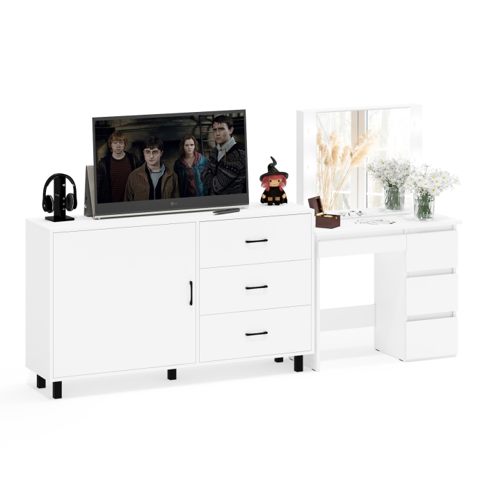 Туалетные столики, Столик косметический с подсветкой Сура и тумба-комод 122-1504