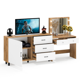 Косметический столик с лампочками СТ-5 и комод-тумба 122-1504