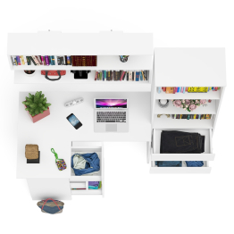 Уголок школьника Мори с угловым столом и полкой и стеллажом