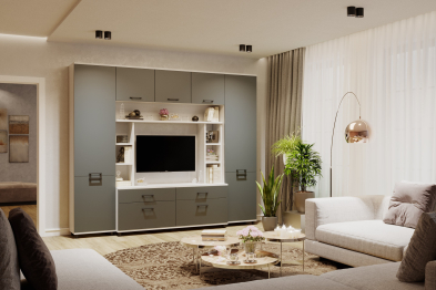 Модульная гостиная Грейс композиция 7  Снежный Ясень