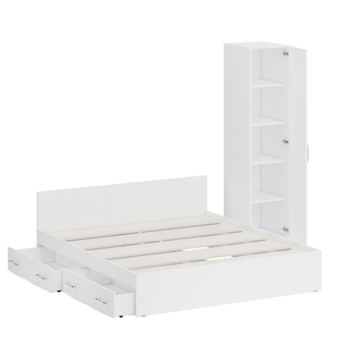 Спальные гарнитуры, Двуспальная Кровать с ящиками 1800 с пеналом Стандарт