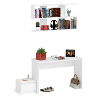 Прямые компьютерные столы, Стол письменный Мори 1200 с тумбочкой и навесной полкой 1200