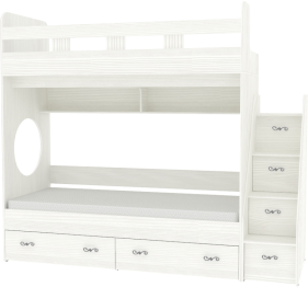 Двухъярусная кровать Юниор 1 Люкс 80x160, Белое Дерево