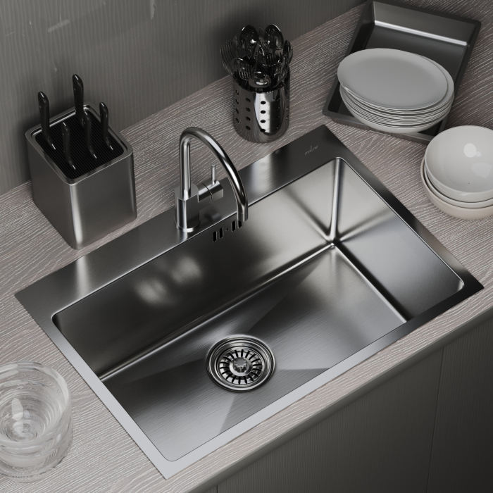 Кухонные мойки, Мойка настол.монтаж 65х45 (3,0) вып 3 1/2  MIXLINE PRO 22см с сифоном (сатин)