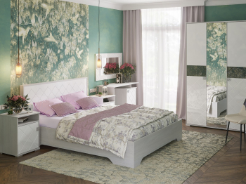 Кровать 1,6м без ортопеда КР 022 Спальня Сальма (анкор/белый глянец)