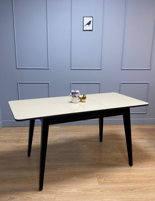 Обеденные столы, Стол KENNER 1100 M раздвижной, стекло белое глянец