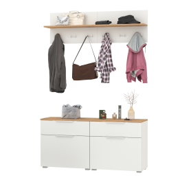 Две тумбы для обуви с ящиком и вешалкой с полкой Октава.