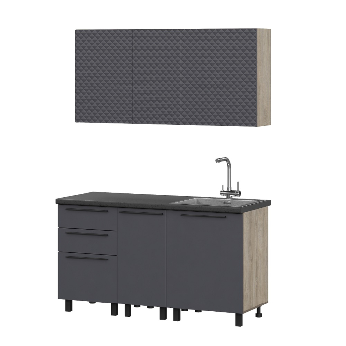 Кухонные гарнитуры, КГ Этна Софт Графит Гиза 2_1,5