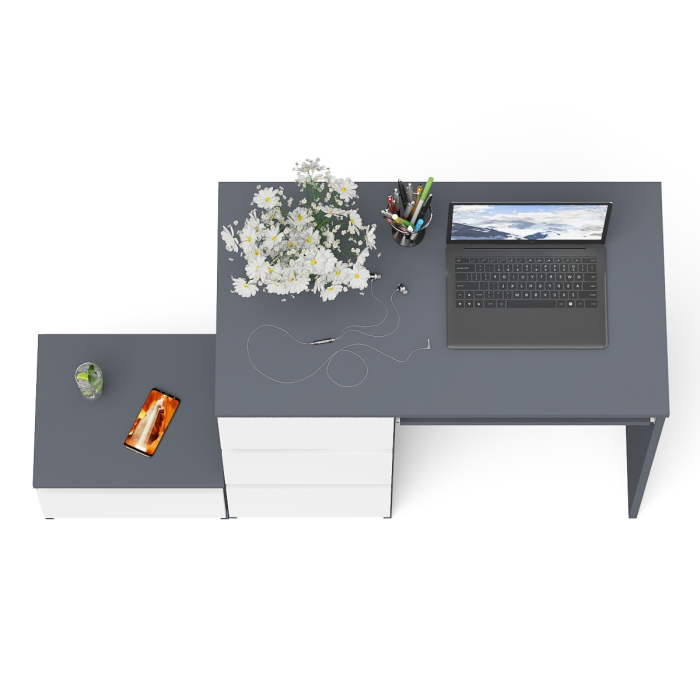 Прямые компьютерные столы, Компьютерный стол три ящика Мори МС-6 левый с тумбой 400