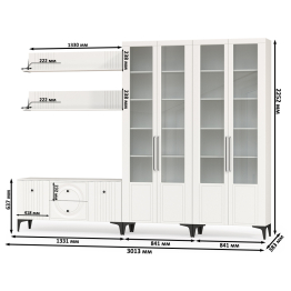 Сервант для гостиной четыре дверки и ТВ-тумба с двумя полками Валенсия № 75